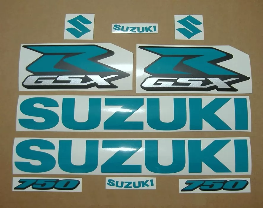 Suzuki GSXR 750 opal blue green srad labels set