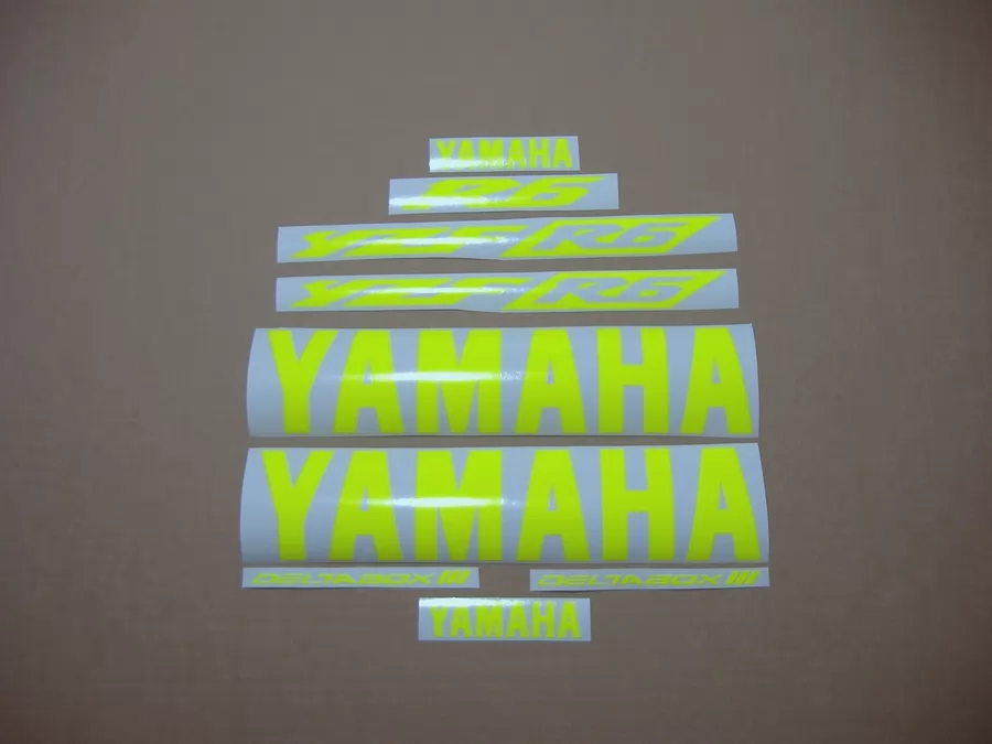 Yamaha R6 custom neon yellow green decal logo kit