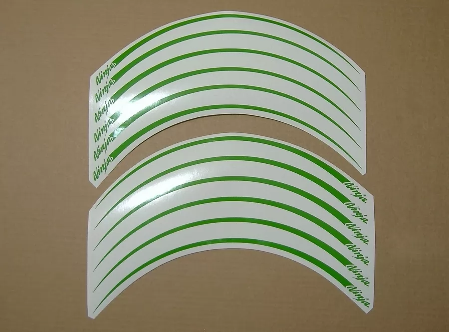 Kawasaki ZX6R ninja lime green wheel/rim stripes decal set