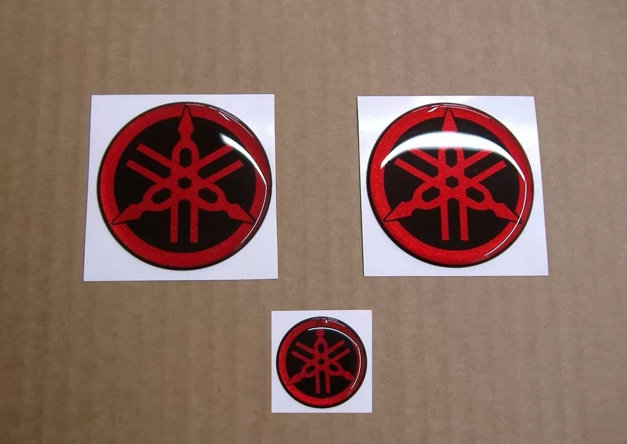 Yamaha red 3D gas tank logo emblems decal set