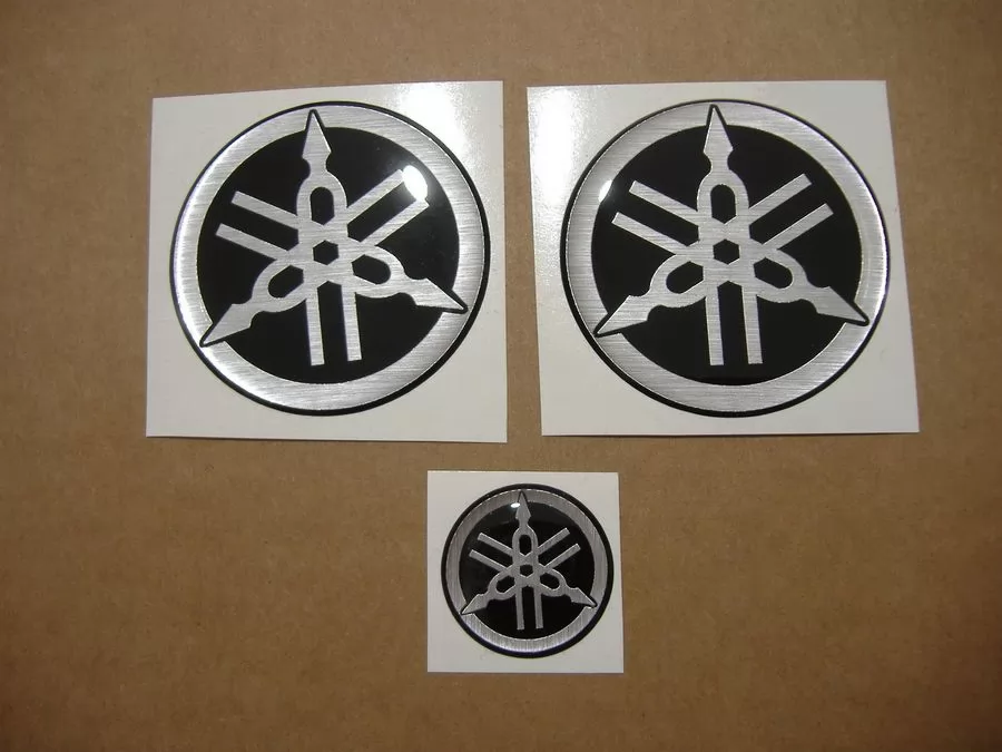 Yamaha 3D gas tank gel silver emblems logo decals r1 r6 r125 fazer