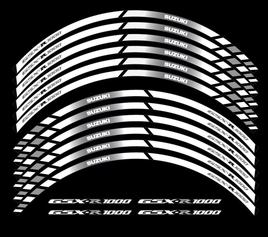 Suzuki gsxr 1000 white wheel stripes decal kit