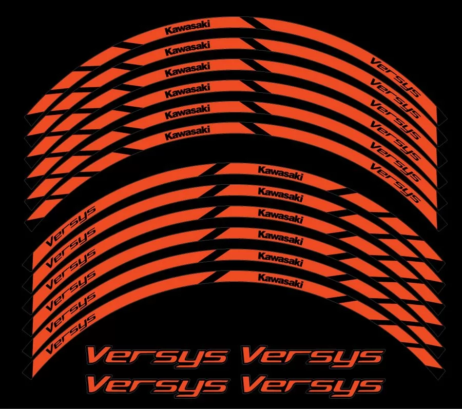 Kawasaki Versys 650 1000 2009 orange wheel stripes stickers 