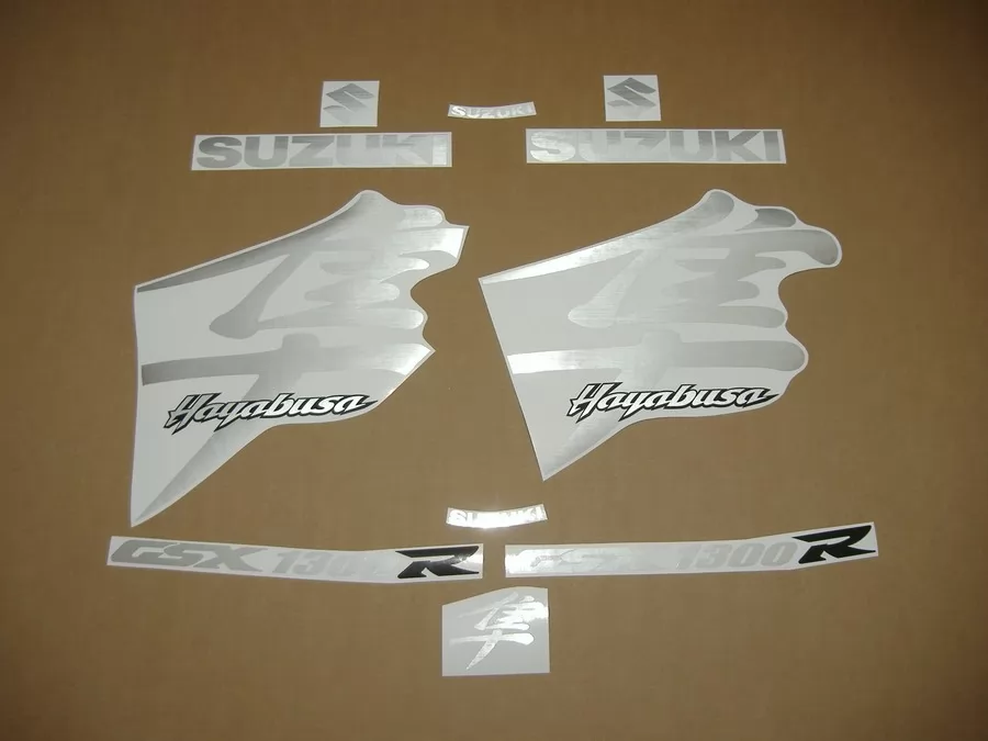 Suzuki Hayabusa k1 k2 k3 brushed silver logo labels set